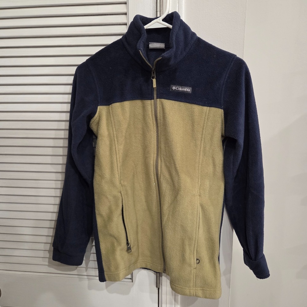 Columbia Youth Fleece Full Zip Jacket Blue Green Large WB6760 Outdoor Hiking